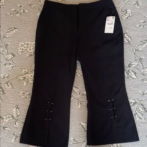 Zara Black Cropped Flare Pants with Stud Trim